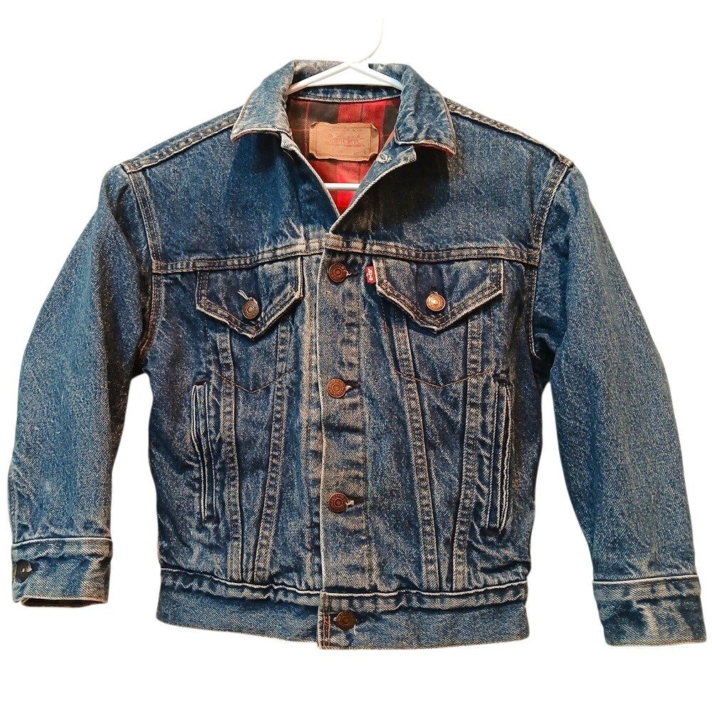 Levi’s Trucker Jean Jacket Kids Small Vintage Acid Wash Flannel Lined 1987 USA